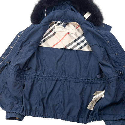 Vintage Burberry Brit Fur Hood Jacket Womens Size M | Medium, Multicoloured