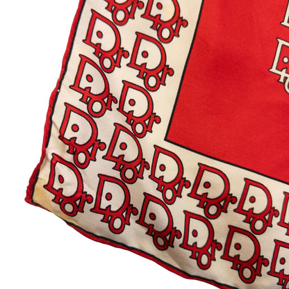 Vintage 80s Dior Monogram Silk Scarf | O/S, Red