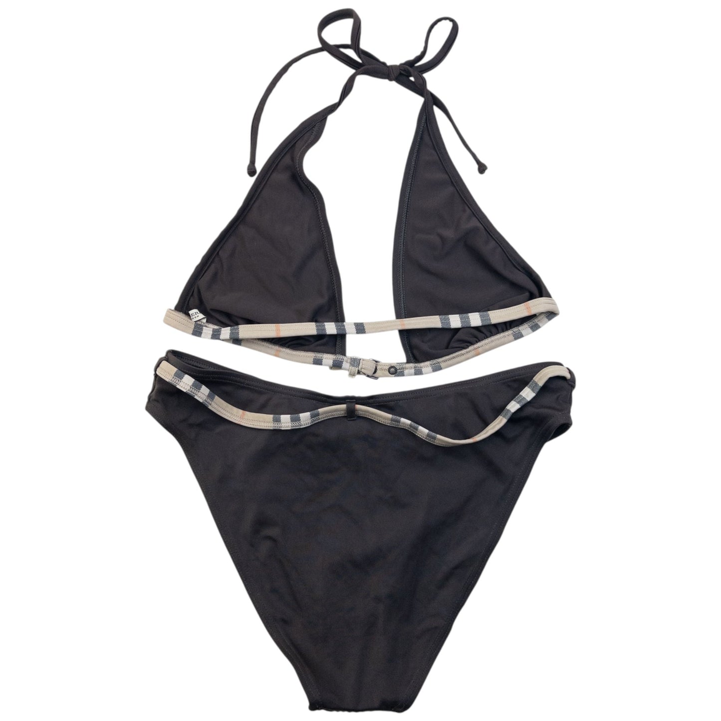 Vintage Burberry Nova Check Trim Buckle Bikini Set Womens Size M | Medium, Brown