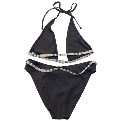Vintage Burberry Nova Check Trim Buckle Bikini Set Womens Size M | Medium, Brown