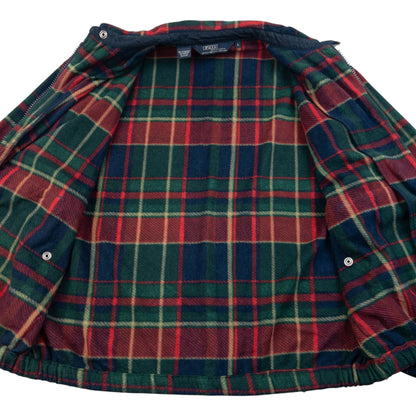 Vintage 90s Polo Ralph Lauren Checkered Fleece Jacket Size L | Large, Red