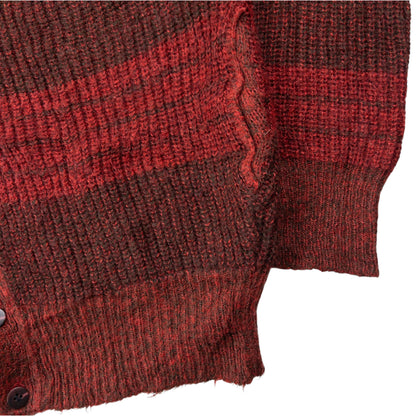 Vintage 80s Issey Miyake Striped Knit Cardigan Size M | Medium, Red