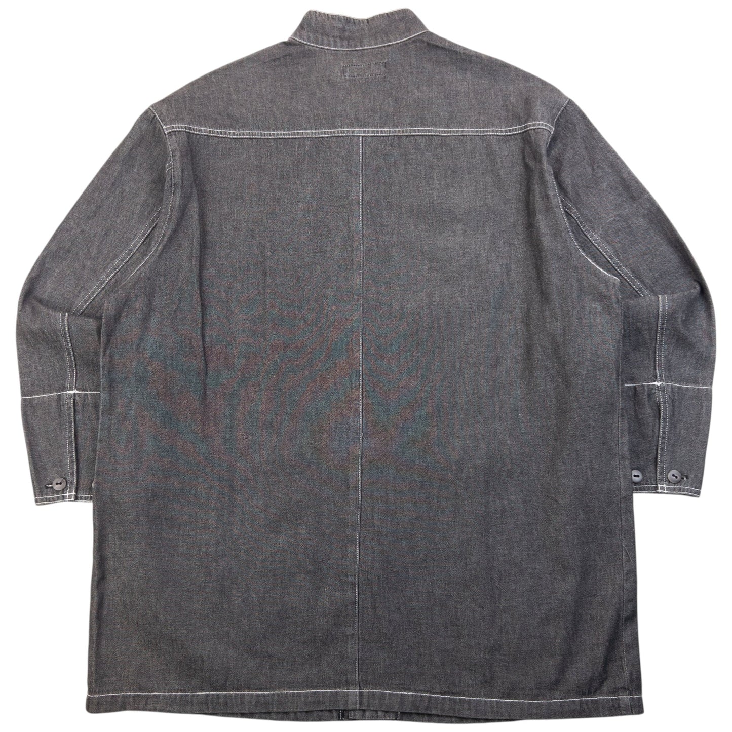 Vintage 2000s Issey Miyake Long Sleeve Button Up Denim Jacket Size L | Large, Grey