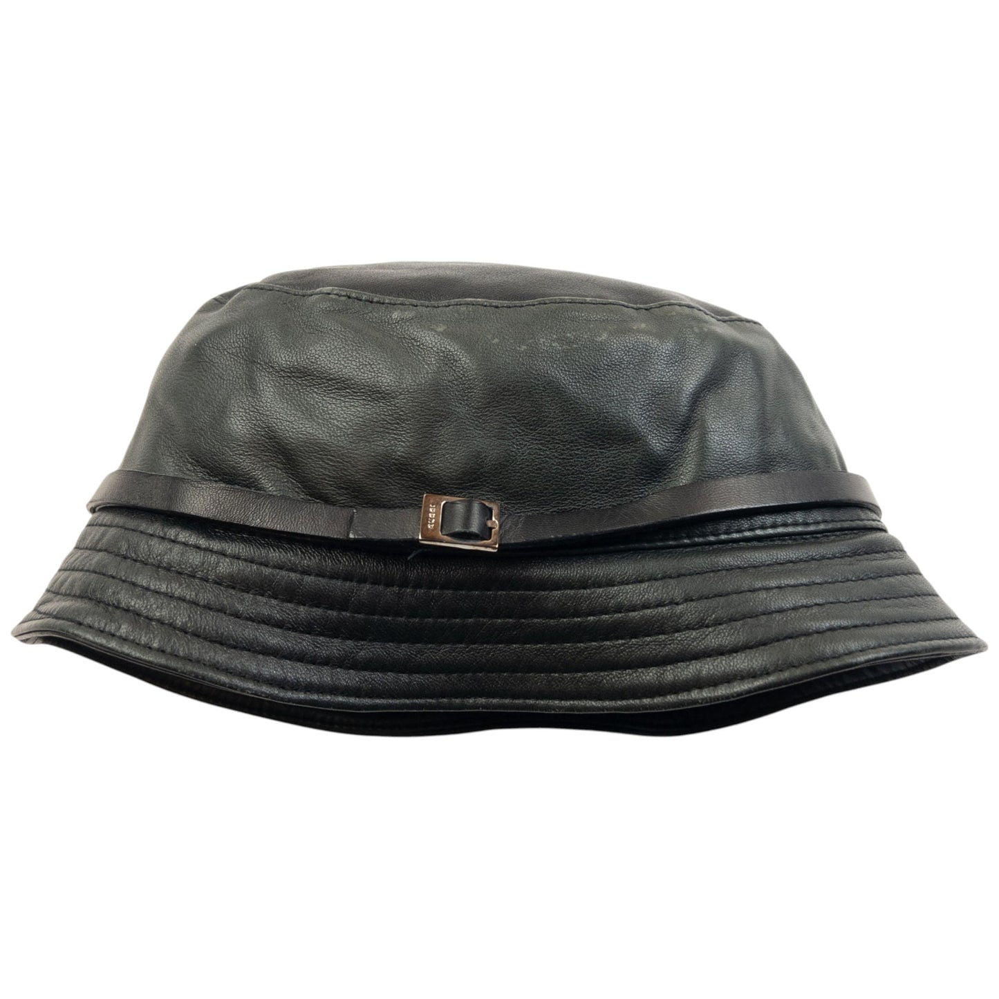Vintage 2000s Gucci Leather Bucket Hat Size M | O/S, Black