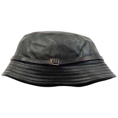 Vintage 2000s Gucci Leather Bucket Hat Size M | O/S, Black