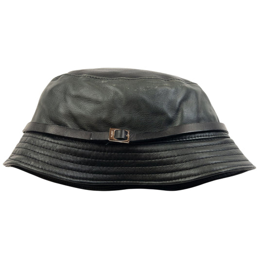 Vintage 2000s Gucci Leather Bucket Hat Size M | O/S, Black