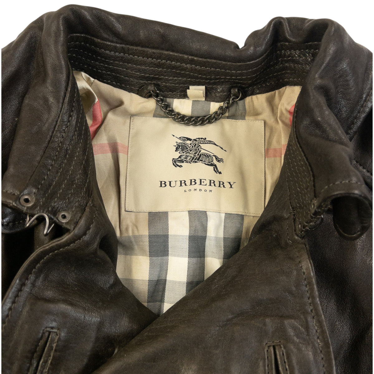 Vintage Burberry Nova Check Lined Belt Waist Leather Trench Jacket Size M | Medium, Brown