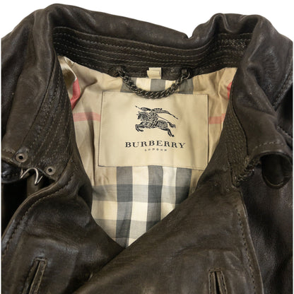 Vintage Burberry Nova Check Lined Belt Waist Leather Trench Jacket Size M | Medium, Brown