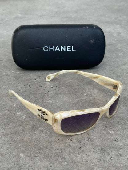 Chanel 2000s Marble Rectangle Sunglasses