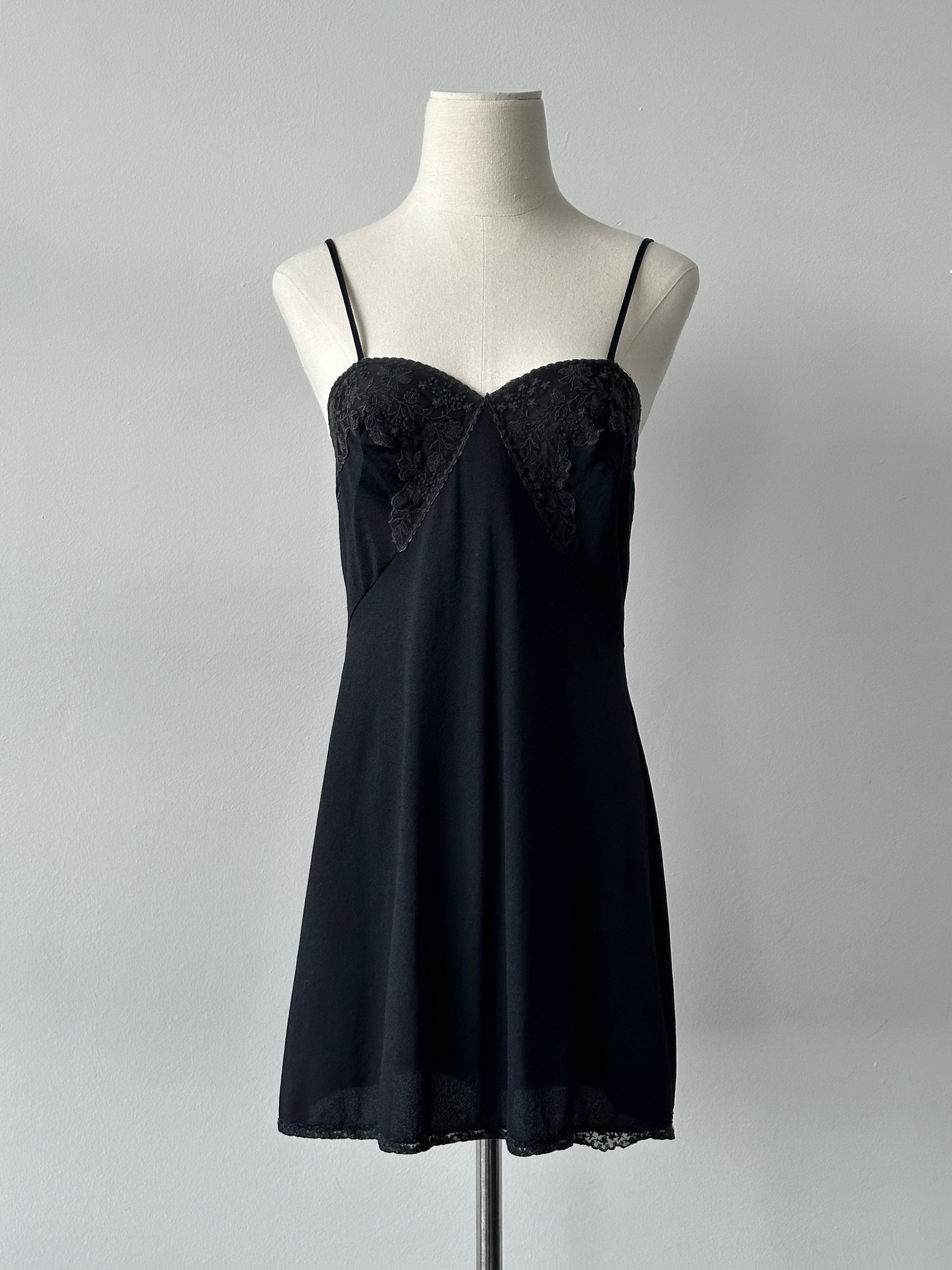 Vintage 1990s Lace Satin Mini Slip Dress - S