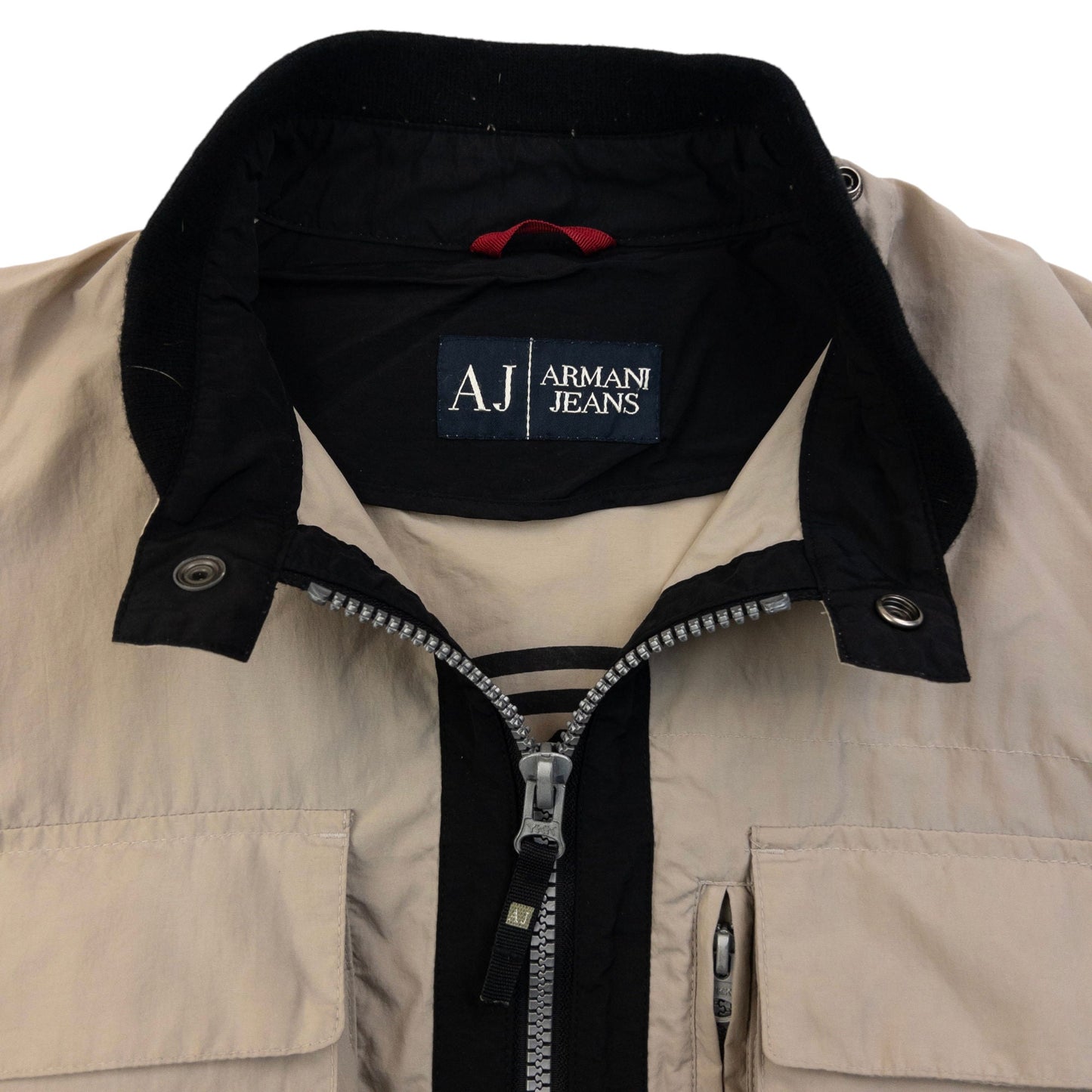 Vintage 2000s Armani Jeans Zip Up Jacket Size M | Medium, Beige
