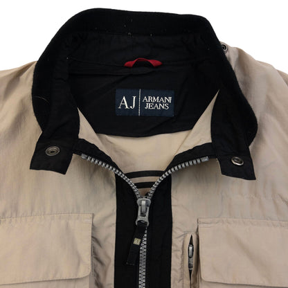 Vintage 2000s Armani Jeans Zip Up Jacket Size M | Medium, Beige