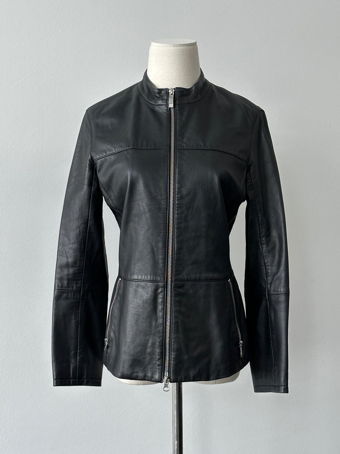 Armani Jeans Double Zip Leather Jacket - XS-S
