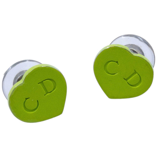 Vintage 2000s Dior By John Galliano Heart Stud Earrings | O/S, Green