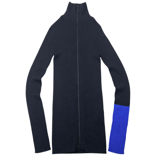 Vintage 2000s Yohji Yamamoto Zip Up Ribbed Wool Jumper Womens Size S | Small, Black