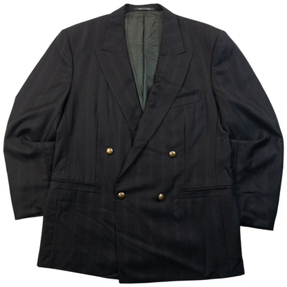 Vintage 90s Gianni Versace Couture Striped Blazer Jacket Size XL | XL, Black