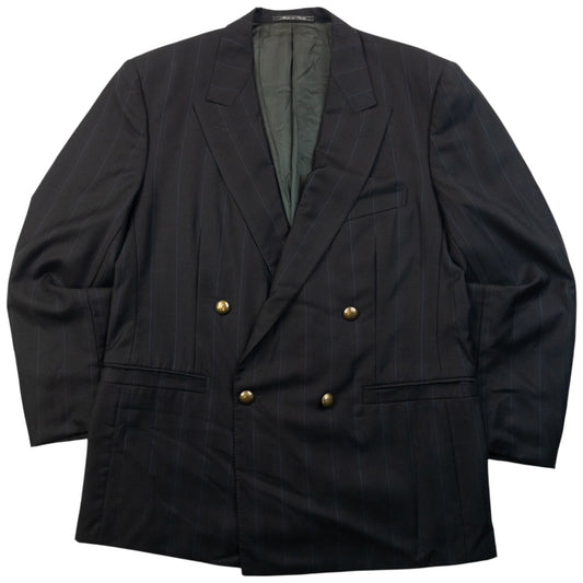 Vintage 90s Gianni Versace Couture Striped Blazer Jacket Size XL | XL, Black