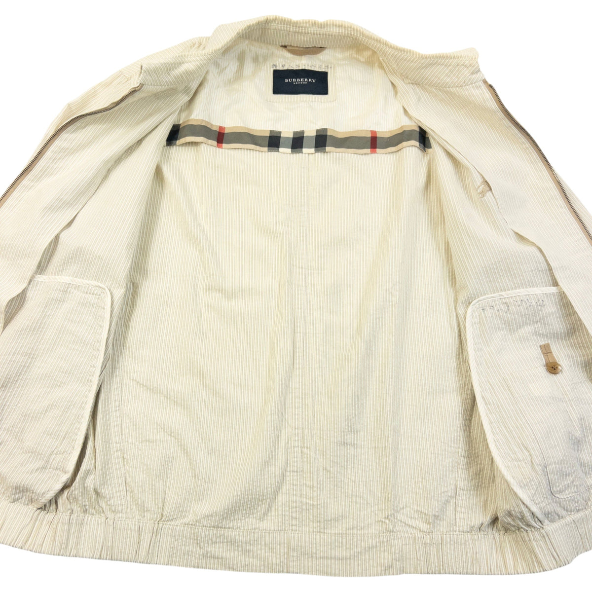 Vintage 2000s Burberry Striped Zip Up Jacket Size S | Small, Cream
