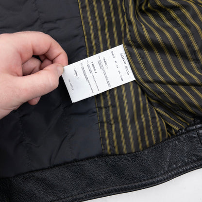 Vintage 2000s Armani Jeans Button Up Leather Jacket Size M