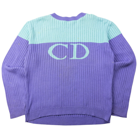 Vintage 90s Dior Sports Ribbed Jumper Womens Size M | Medium, Blue