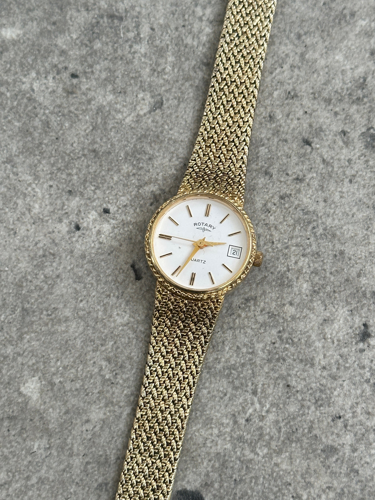 Rotary 1980s Gold Plated Quartz Bracelet Logo Watch