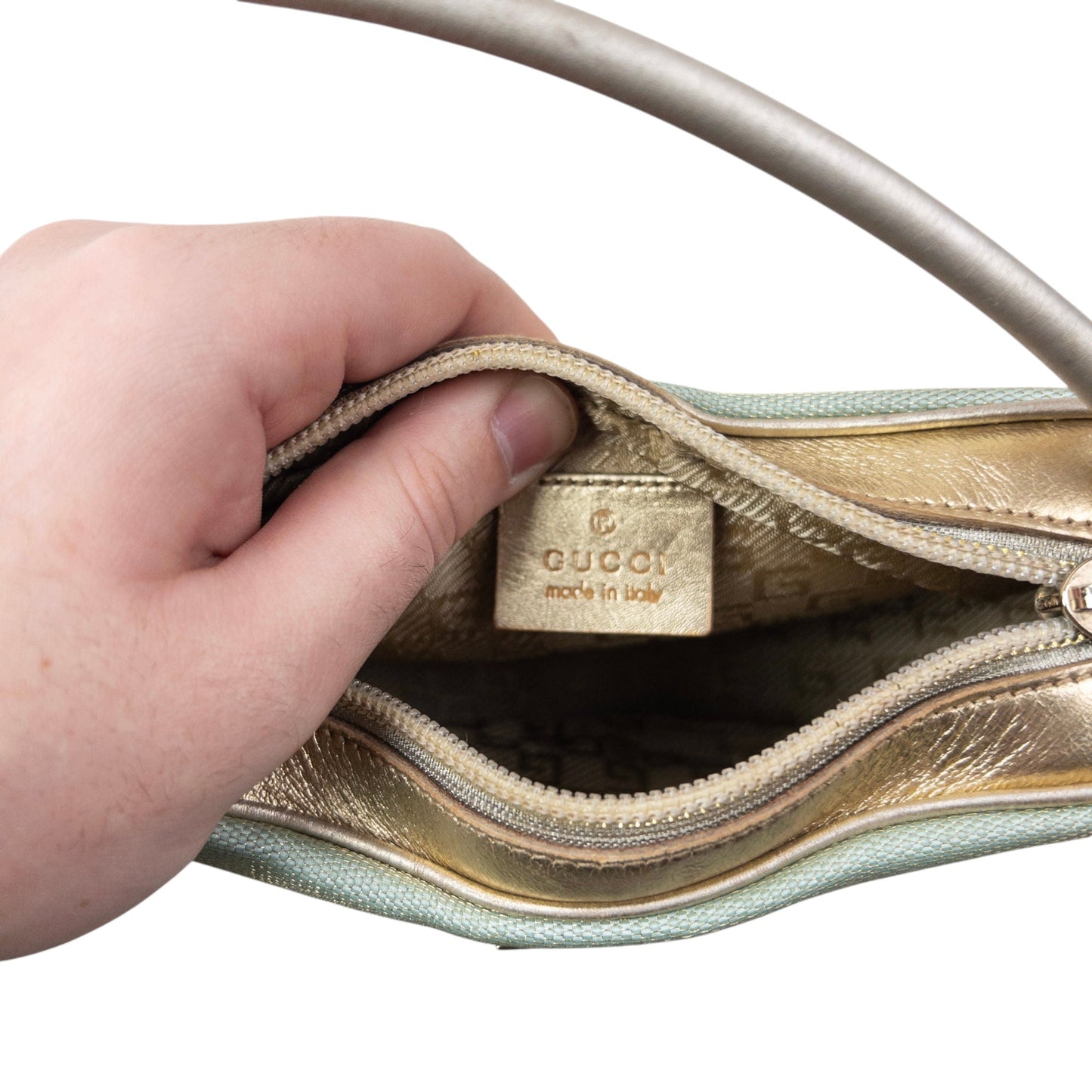 Vintage 2000s Gucci Metallic Pochette Mini Handbag