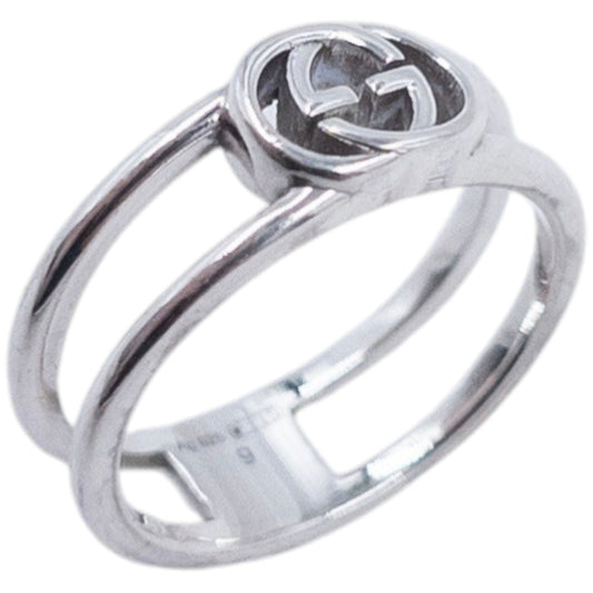 Vintage 2000s Gucci Silver Logo Ring