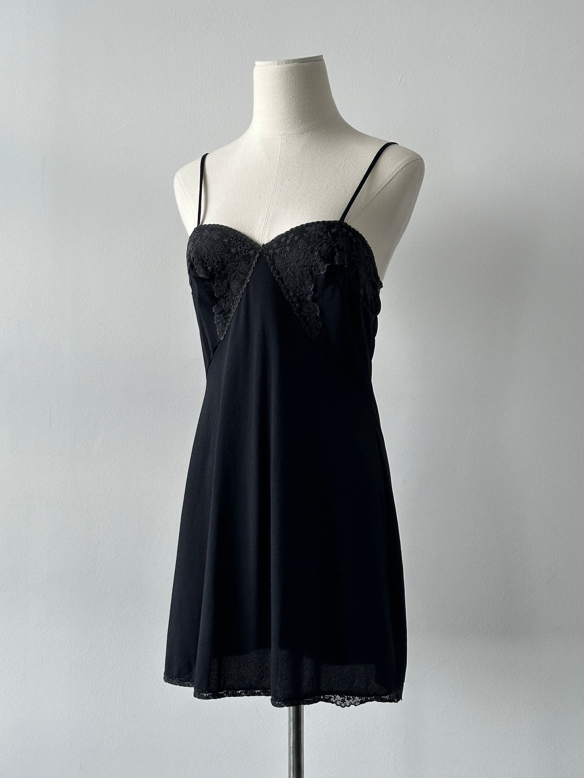 Vintage 1990s Lace Satin Mini Slip Dress - S