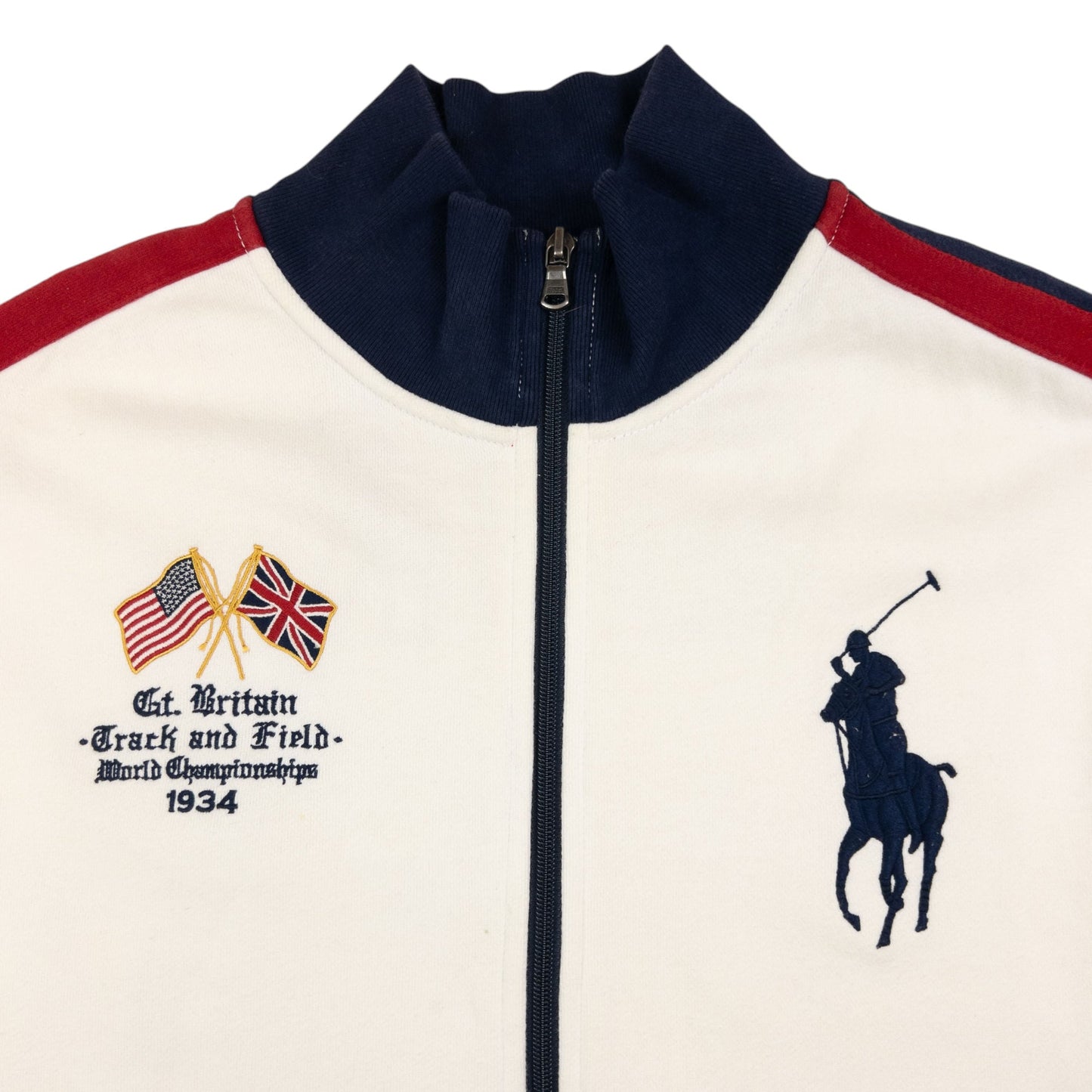 Vintage Polo Ralph Lauren GB Track & Field Championship Zip Up Sweatshirt Size XL