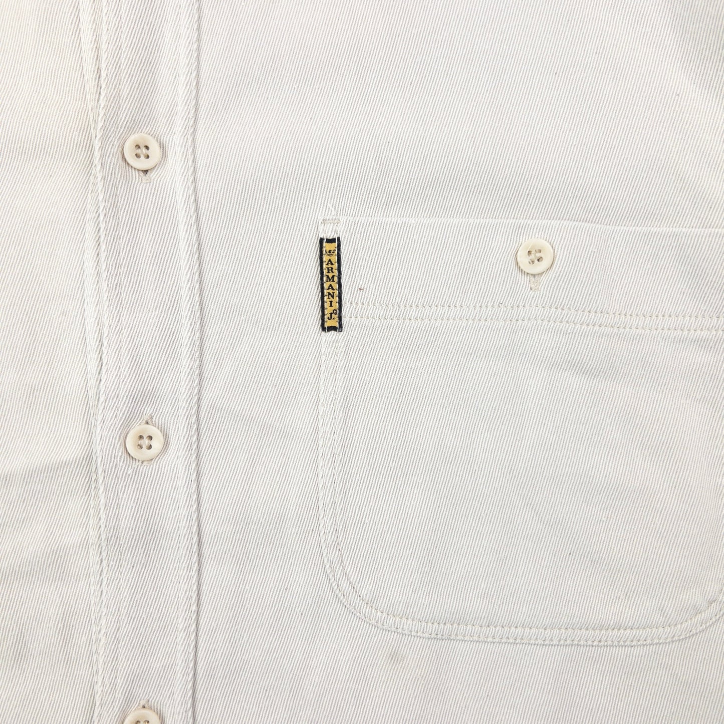 Vintage 90s Armani Jeans Long Sleeve Button Up Shirt Size L | Large, Cream