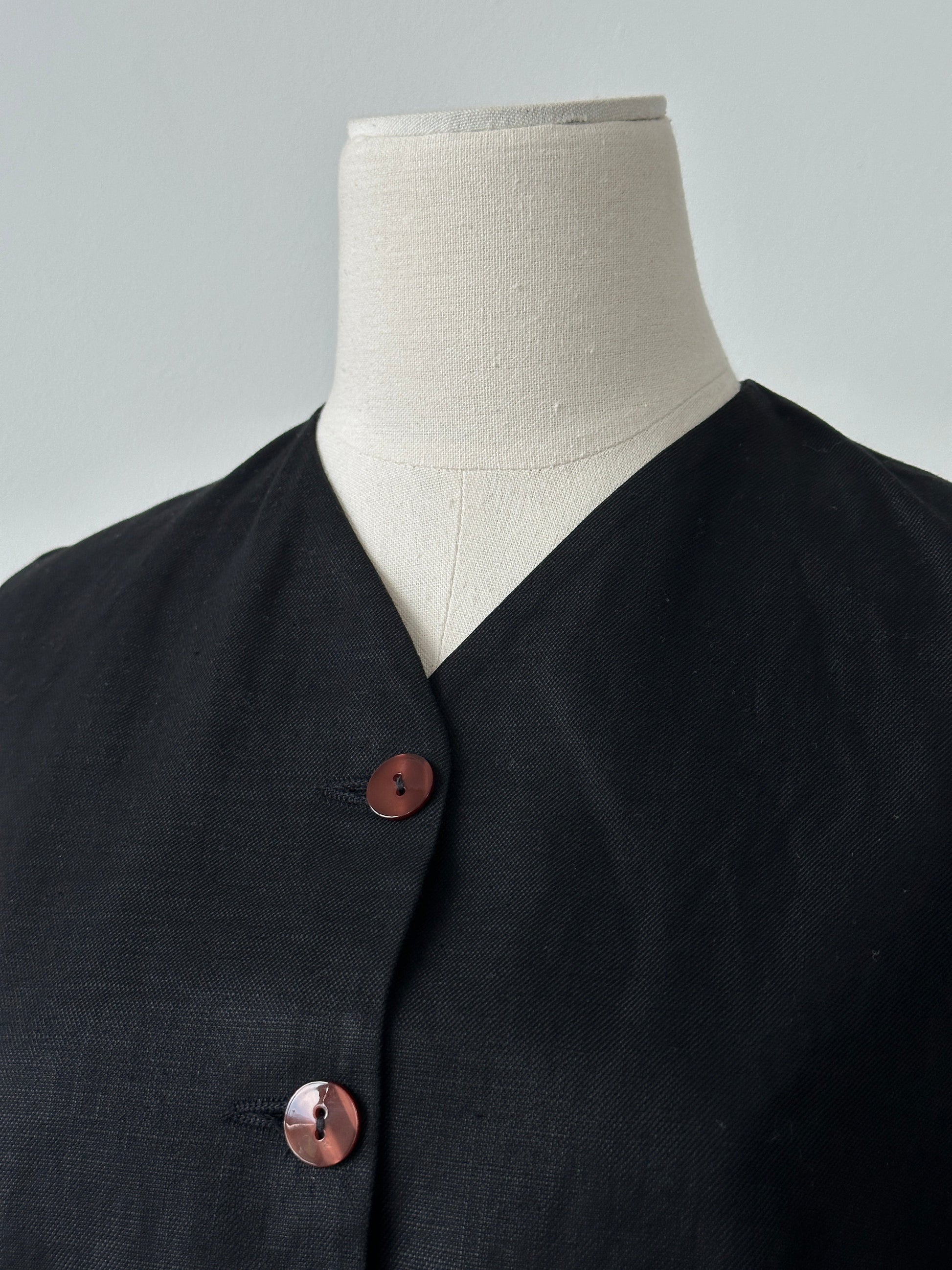 Italian Vintage 1990s Linen Sleeveless Waistcoat - M