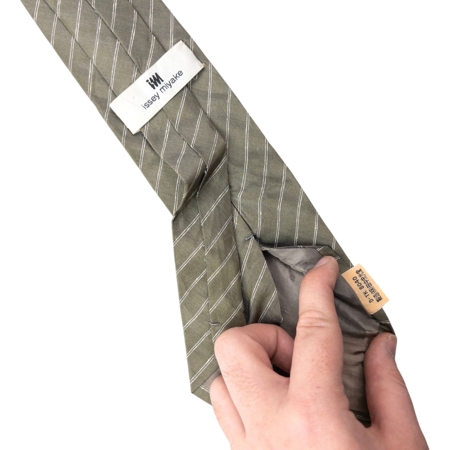 Vintage 90s Issey Miyake Striped Silk Tie | O/S, Grey