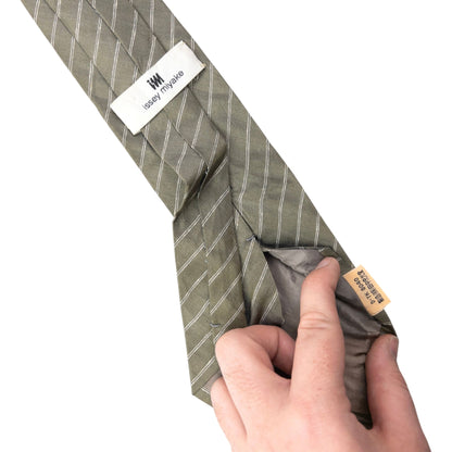 Vintage 90s Issey Miyake Striped Silk Tie | O/S, Grey
