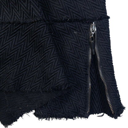 Vintage 2005 Cavalli Rabbit Fur Collar Asymmetrical Wool Jacket Womens Size L | Large, Black