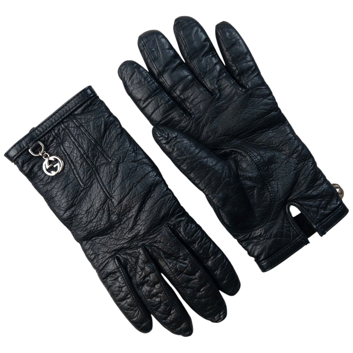 Vintage 2000s Gucci Leather Womens Gloves | O/S, Black