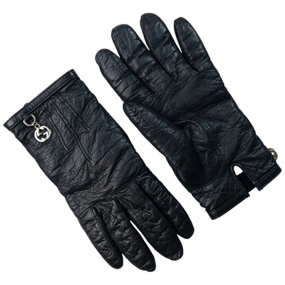 Vintage 2000s Gucci Leather Womens Gloves | O/S, Black