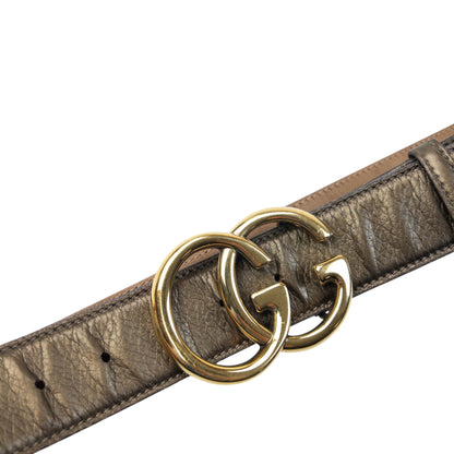 Vintage 2000s Gucci Metallic Leather Belt Size S | O/S, Brown