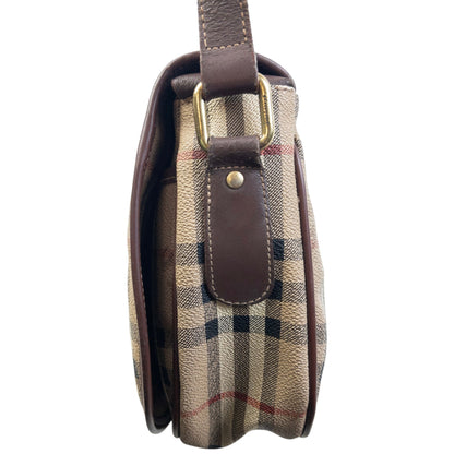 Vintage 90s Burberry Nova Check Leather Crossbody Bag | O/S, Brown