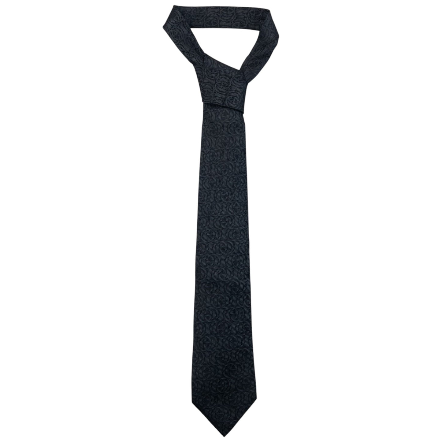 Vintage 2000s Gucci Monogram Silk Tie | O/S, Black