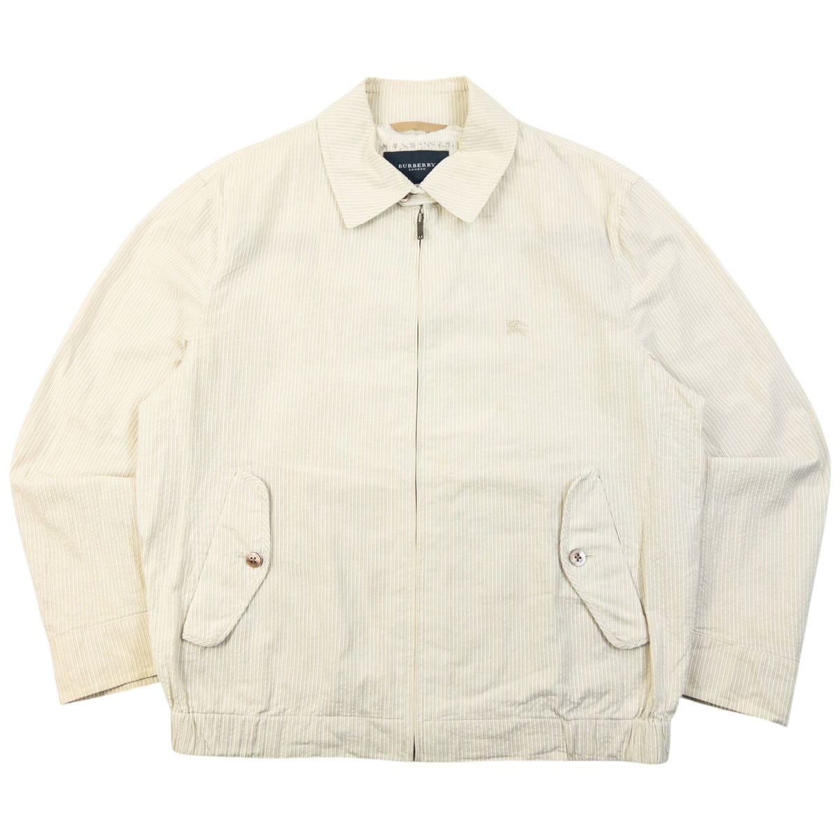 Vintage 2000s Burberry Striped Zip Up Jacket Size S | Small, Cream