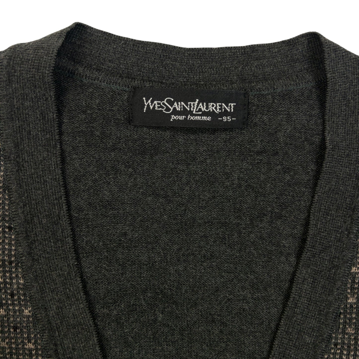 Vintage 90s YSL Yves Saint Laurent Pattern Cardigan Size S | Small, Grey