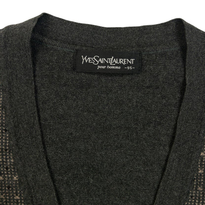 Vintage 90s YSL Yves Saint Laurent Pattern Cardigan Size S | Small, Grey