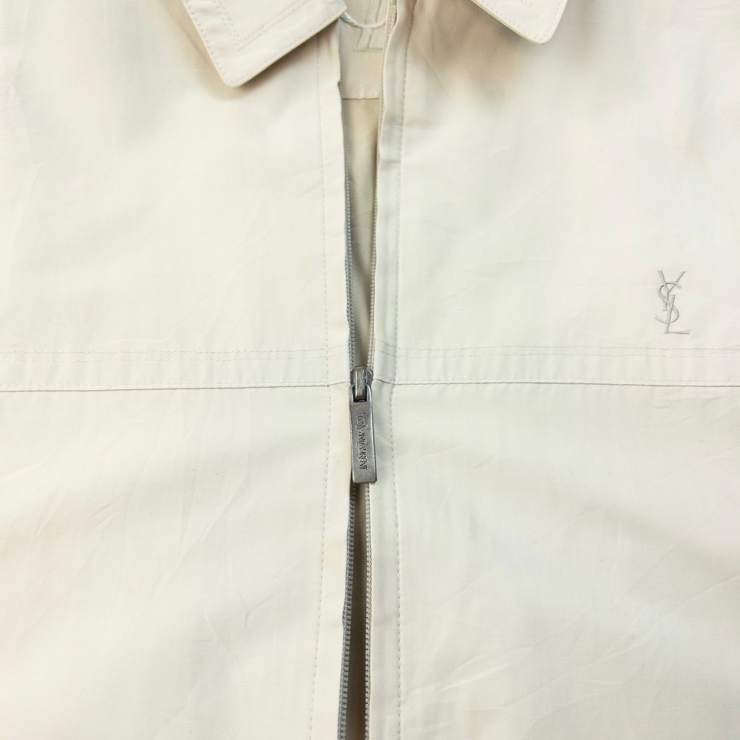 Vintage 90S YSL Yves Saint Laurent Harrington Jacket Size S | Small, Cream