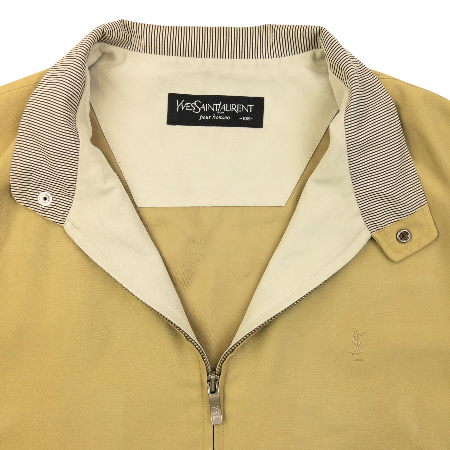 Vintage 90s YSL Yves Saint Laurent Harrington Jacket Size M | Medium, Beige
