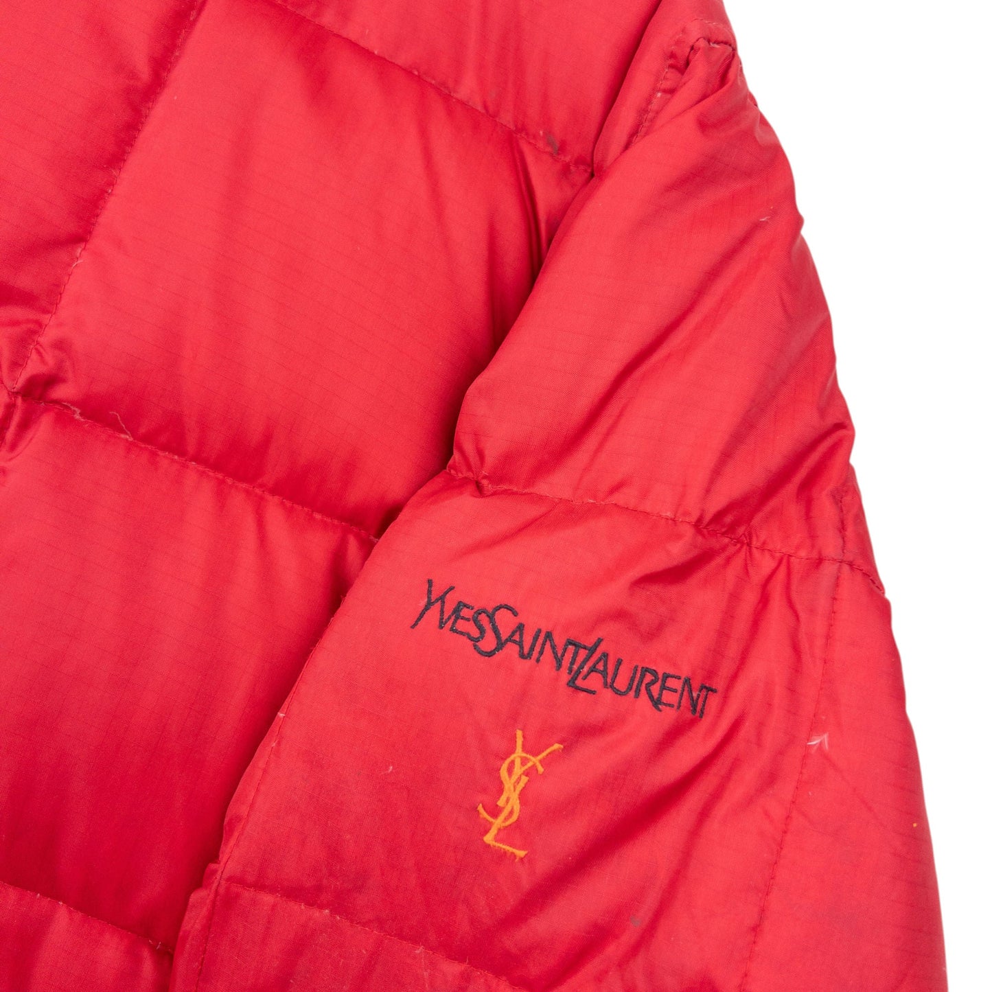 Vintage 90s YSL Yves Saint Laurent Zip Up Puffer Jacket Size XL | XL, Red