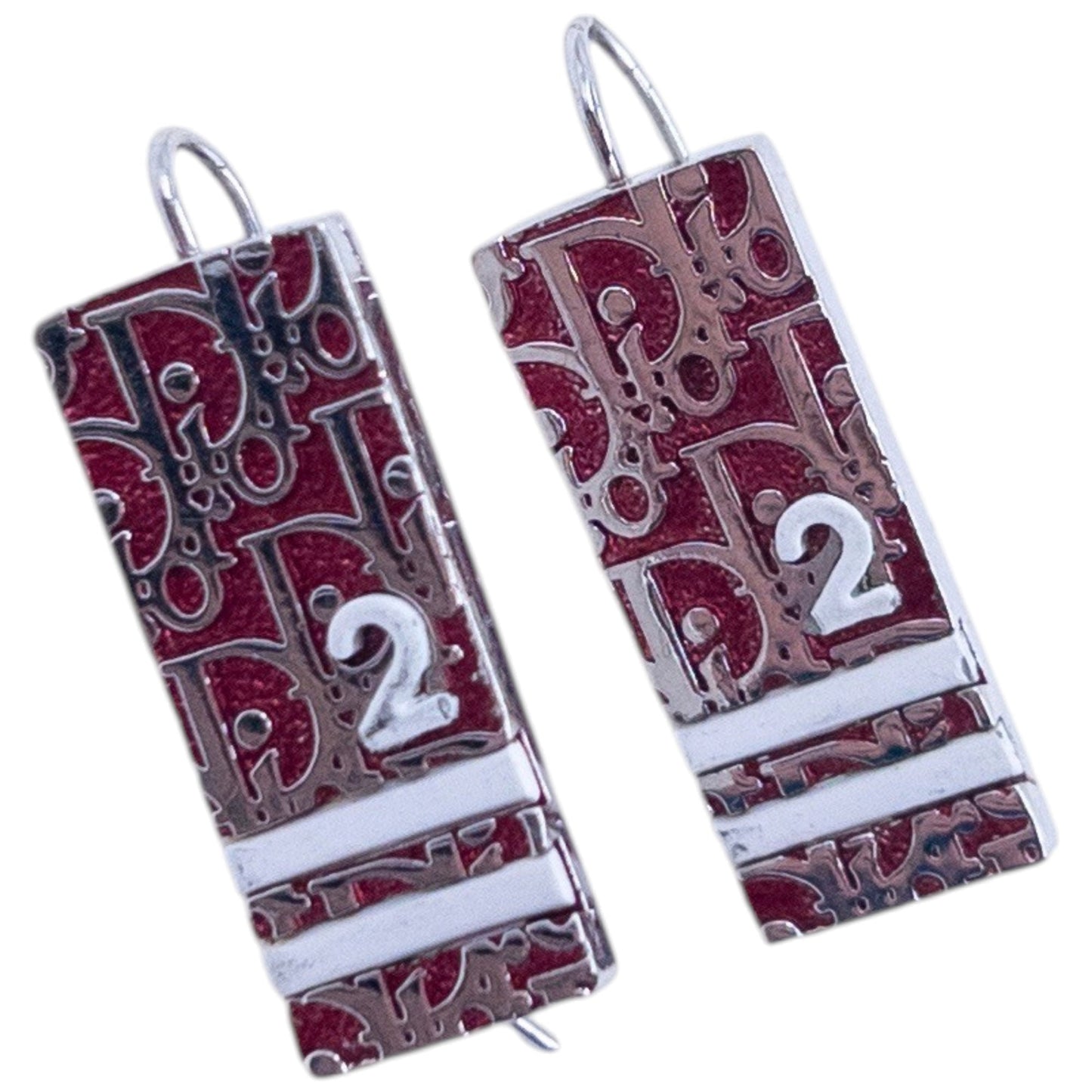 Vintage 2000s Dior By John Galliano Monogram Number Earrings | O/S, Red