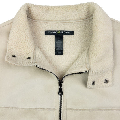 Vintage DKNY Jeans Sheep Skin Fleece Lined Gilet Size XL