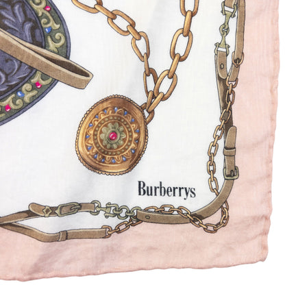 Vintage 90s Burberry Equestrian Horse Harness Print Silk Scarf | O/S, Mixed