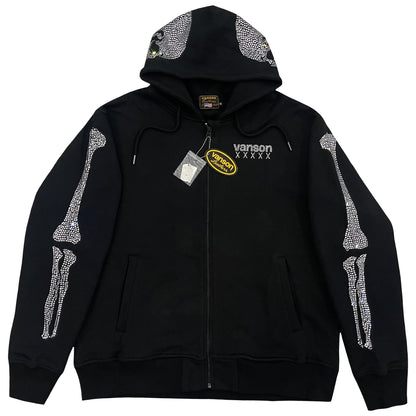 Vanson Leathers 50th Anniversary Rhinestone Skeleton Hoodie - XL | XL, Black