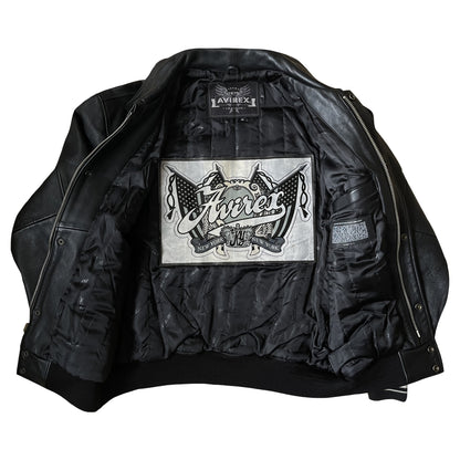 Avirex Spell Out Leather Varsity Jacket - M | Medium, Red
